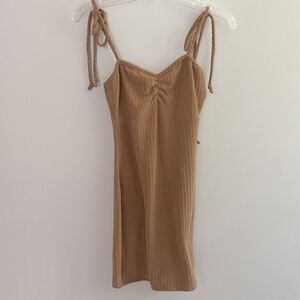 Kittenish brown ribbed terrycloth mini dress or coverup